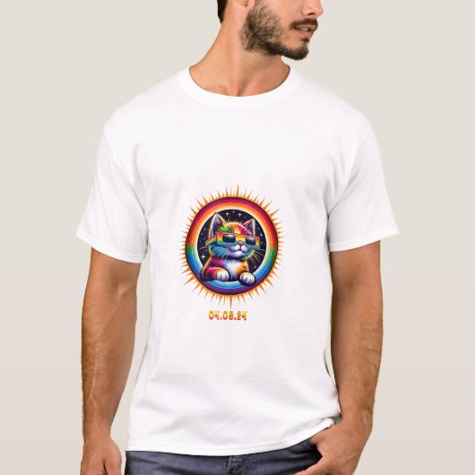 Zonsverduistering 2024 Cat T-shirt (Voorkant)