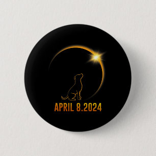 Zonsverduistering 2024 Hond Totaliteit 1  Ronde Button 5,7 Cm
