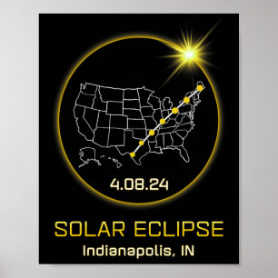 Zonsverduistering 2024 Indianapolis in Indiana Tot Poster