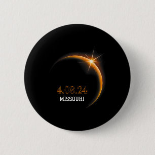 Zonsverduistering 2024 Missouri Totality Spring 4. Ronde Button 5,7 Cm