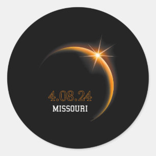 Zonsverduistering 2024 Missouri Totality Spring 4. Ronde Sticker