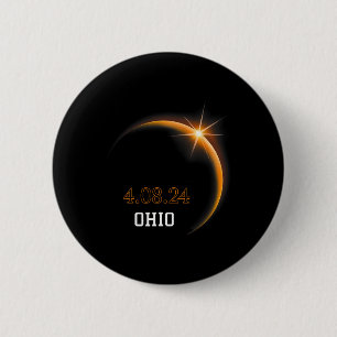 Zonsverduistering 2024 Ohio totaliteit voorjaar 4. Ronde Button 5,7 Cm