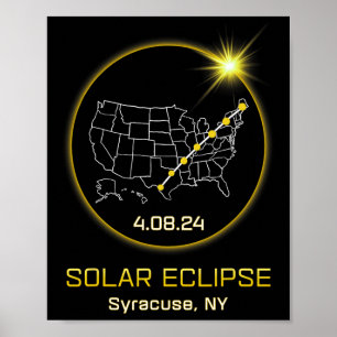 Zonsverduistering 2024 Syracuse NY New York Totali Poster