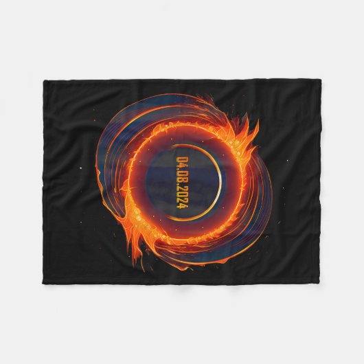 Zonsverduistering 2024 Totale Zon Verduistering Fleece Deken (Voorkant (Horizontaal))