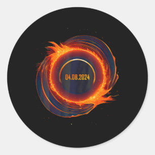 Zonsverduistering 2024 Totale Zon Verduistering Ronde Sticker