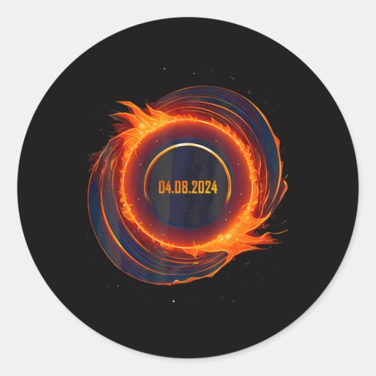 Zonsverduistering 2024 Totale Zon Verduistering Ronde Sticker (Voorkant)