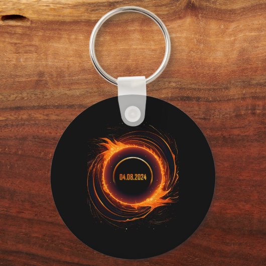Zonsverduistering 2024 Totale Zon Verduistering Sleutelhanger (Voorkant)
