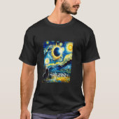 Zonsverduistering 2024 Tshirt Kat met Van Gogh Ste (Voorkant)