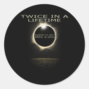 Zonsverduistering 2024 twee keer in levenslange Zo Ronde Sticker