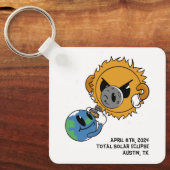 Zonsverduistering 2025 fotobom gepersonaliseerd sleutelhanger (Voorkant)
