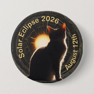 Zonsverduistering 2026 zon kat ronde button 7,6 cm