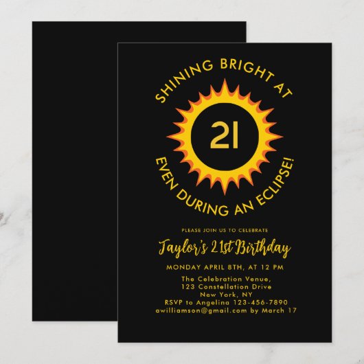 Zonsverduistering 29 maart 2025 | 21e verjaardagsf kaart (Voorkant / Achterkant)