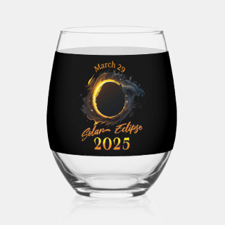 Zonsverduistering 29 maart 2025 Herdenking Wijnglas Zonder Voet