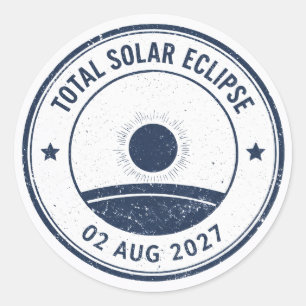 Zonsverduistering 2 augustus 2027 ronde sticker