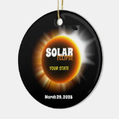 Zonsverduistering 3/29/2025 Aangepaste tekst Keramisch Ornament (Links)