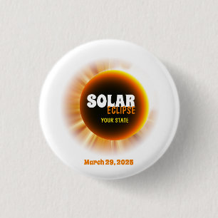Zonsverduistering 3/29/2025 Aangepaste tekst Ronde Button 3,2 Cm