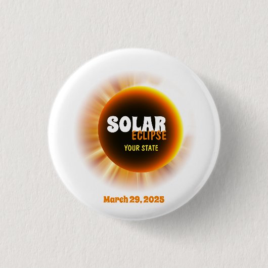 Zonsverduistering 3/29/2025 Aangepaste tekst Ronde Button 3,2 Cm (Voorkant)