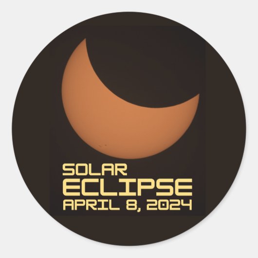 Zonsverduistering 8 april 2024 ronde sticker (Voorkant)