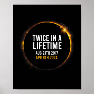Zonsverduistering Apr 8 2024 Totaal tweemaal in A Poster