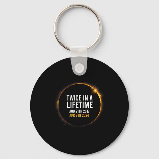 Zonsverduistering Apr 8 2024 Totaal tweemaal in A Sleutelhanger (Voorkant)