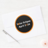 Zonsverduistering april 2024 ronde sticker (Envelop)
