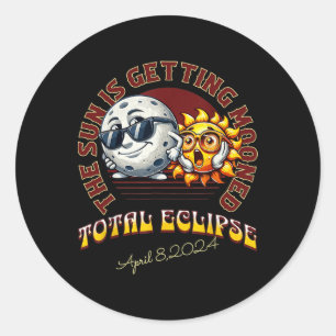 Zonsverduistering April 2024 Zon wordt opgetrokken Ronde Sticker