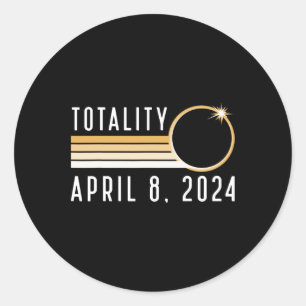 Zonsverduistering april 8 2024 Totaal Zonsverduist Ronde Sticker