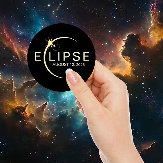 Zonsverduistering Astronomie Evenement 2026 Ronde Sticker