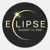 Zonsverduistering Astronomie Evenement 2026 Ronde Sticker (Voorkant)