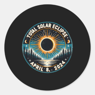 Zonsverduistering Astronomie Vintage 2024 Zonsverd Ronde Sticker