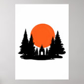 Zonsverduistering boven bos tempel poster (Voorkant)