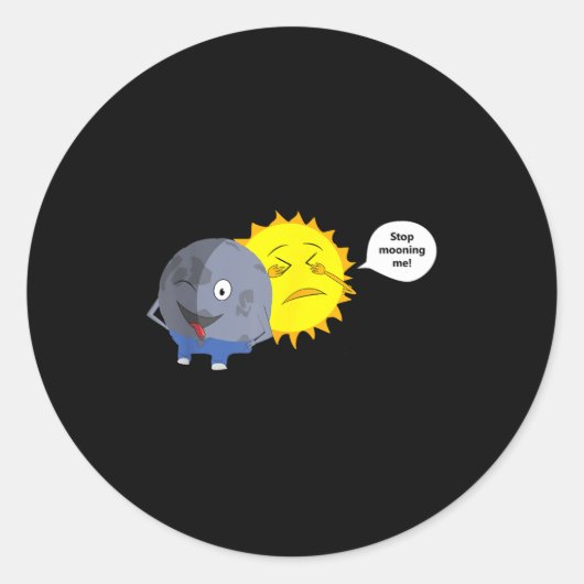 Zonsverduistering Cartoon Ronde Sticker (Voorkant)