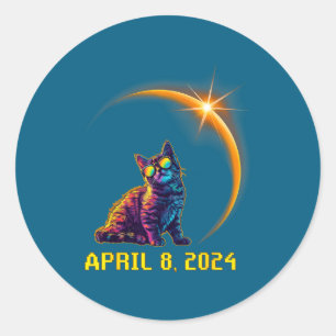 Zonsverduistering Kat Zonsverduistering Ronde Sticker