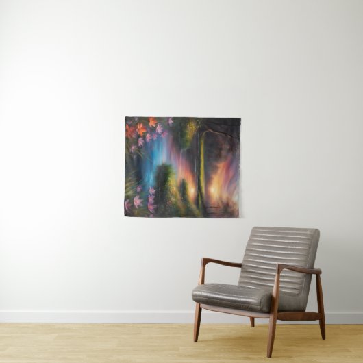 Zonsverduistering Lente Wildbloemen Stroom Zon Sky Wandkleed (In Situ (horizontaal))