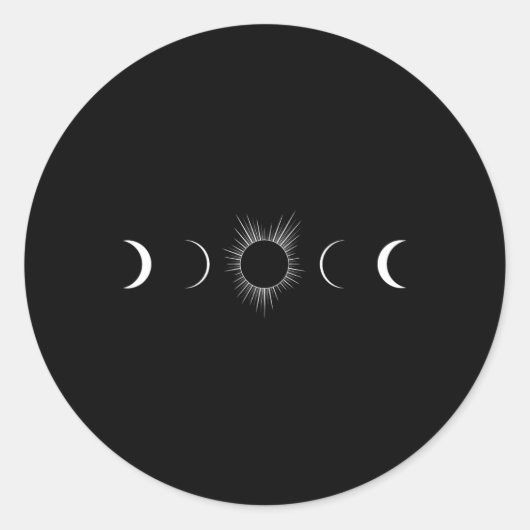 Zonsverduistering Maan Fases Totaliteit Ronde Sticker (Voorkant)
