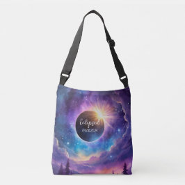 Zonsverduistering met een Paarse Kosmische Hemelhe Crossbody Tas