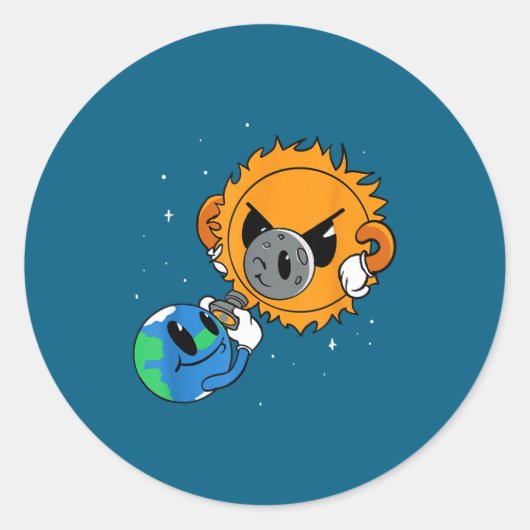 Zonsverduistering Ronde Sticker (Voorkant)