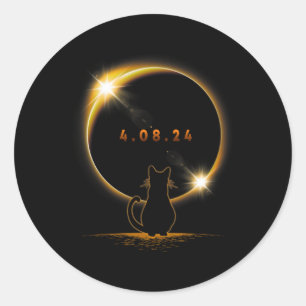 Zonsverduistering T Kat Dragen Zonne-verduistering Ronde Sticker