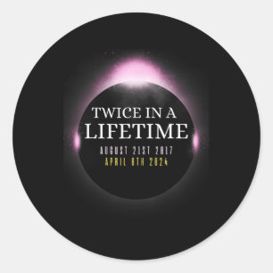 Zonsverduistering twee keer in een leven 2024 Tota Ronde Sticker