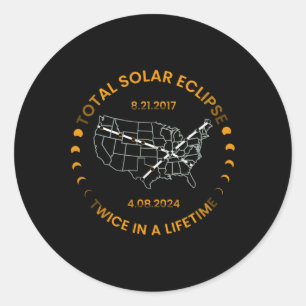 Zonsverduistering twee keer in leven 2024 Totaal z Ronde Sticker