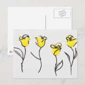 Zonta Briefkaart Yellow Rose Line Drawing (Voorkant / Achterkant)