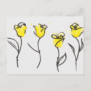 Zonta Briefkaart Yellow Rose Line Drawing