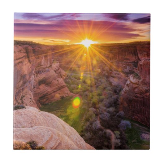 Zonuitbarsting bij Canyon de Chelly, AZ Tegeltje (Voorkant)
