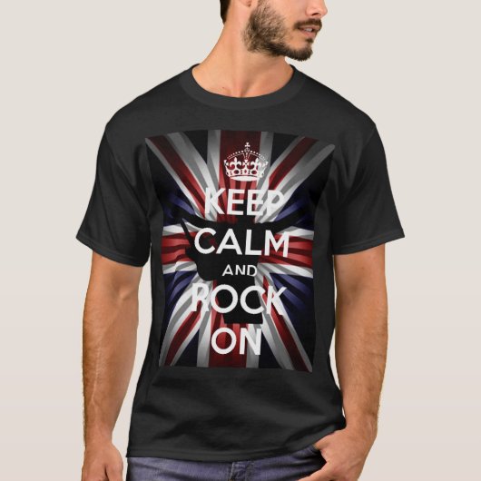 Zonuitbarsting Britse vlag Blijf kalm en rock aan T-shirt (Voorkant)