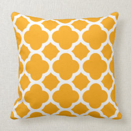 Zonuitbarsting Oranje en Wit Quatrefoil Patroon Kussen