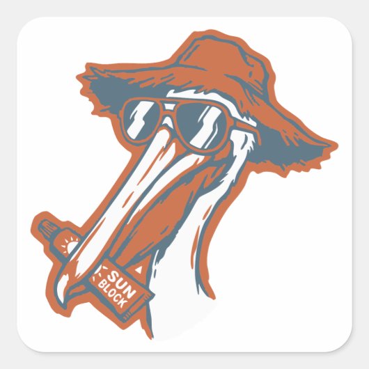 Zonveilige Pelikaan Vierkante Sticker (Voorkant)