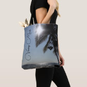 Zonverlichte Palm Tree Ocean Persoonlijke Vacay Mo Tote Bag (Dichtbij)