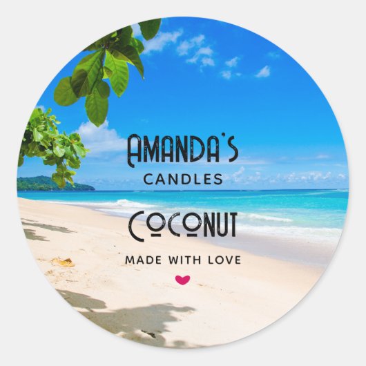 Zonzand en Surf Tropical Beach Candle Business Ronde Sticker (Voorkant)