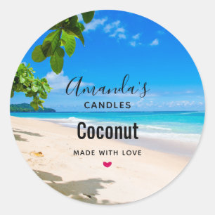 Zonzand en Surf Tropical Beach Candle Business Ronde Sticker