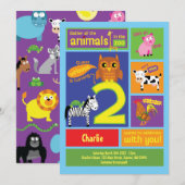 Zoo 2e verjaardag van uitnodigingen voor de 2-jari (Voorkant / Achterkant)